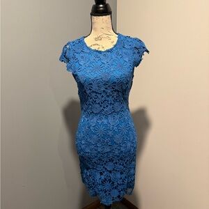 Lulu's Vibrant Blue Floral Lace Mini Dress